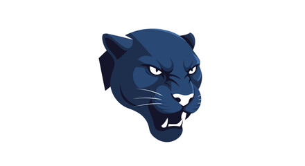 Dark Blue Panther Head Illustration Closeup. © MUHRODIN