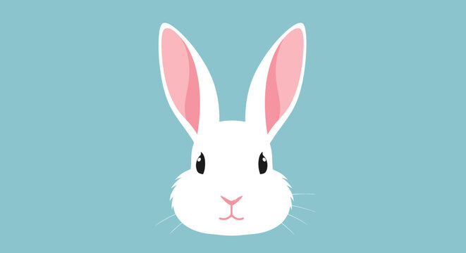 Cute white rabbit face closeup.