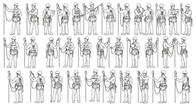 Ancient Chinese Warriors Figures Illustration.