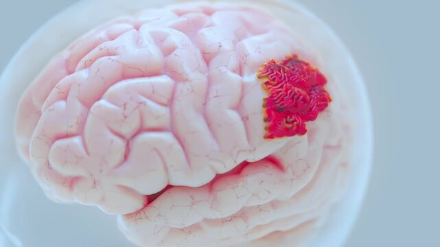 Brain damage or cancer tumor malignant cells growth and spreading. Can be used in medical elements related meningioma or neurological disease, 3D Render.	