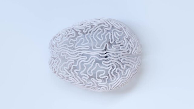 Brain regeneration from the white lines resembling the jagged edges of the brain. Minimal idea concept, 3D Render.