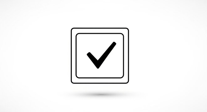 Check Mark Symbol Inside a Square Box, Confirmation and Approval.