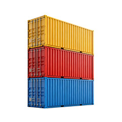 Fototapeta premium Colorful Shipping Containers Stack Isolated on Transparent Background, Generative AI