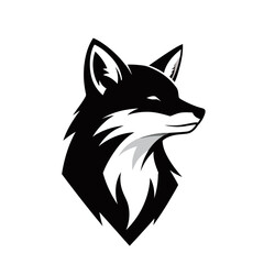 Obraz premium A striking black and white illustration of a fox's head in profile.