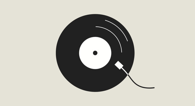 Vinyl record with audio cable.