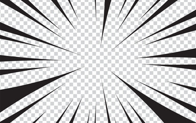 Obraz premium Comic book action lines. Speed lines Manga frame. Cartoon background. Black and white vector retro illustration