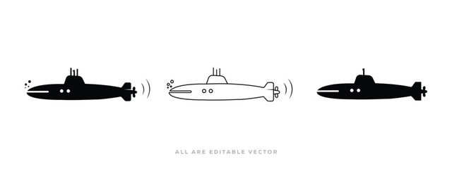 Submarine Sonar Vector Icon.  Simple Marine Navy Boat Icons Collection.  Vector illustration. © design7star