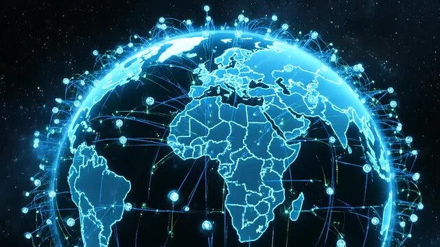 Global Network Connection Earth Visualization.