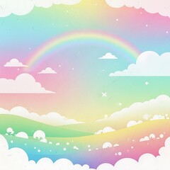 Fototapeta premium A vibrant rainbow stretches across a pastel-colored sky