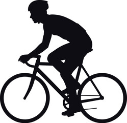 Obraz premium Silhouette of a person riding a bicycle on a white background