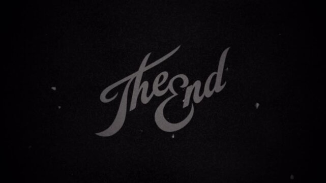 Vintage The End Script &ndash; Elegant Handwritten Outro Typography Grain Overlay Animation 4K