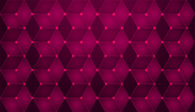 Pink 3d geometric cube pattern with glowing dots.
