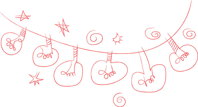 Dodle Christmas symbols, hand draw black felt tip pen, isolated on white