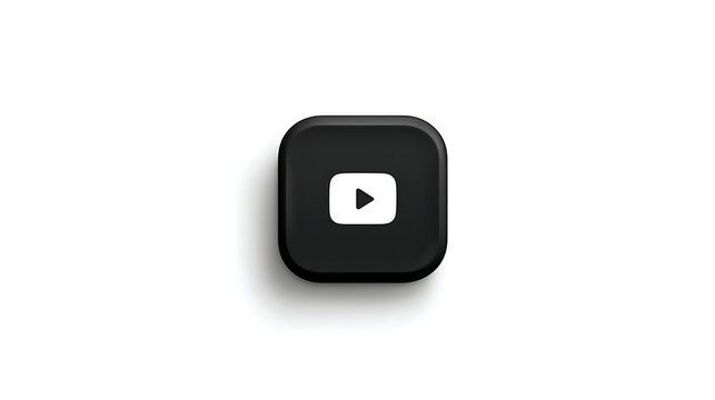 Youtube black 3d icon with play button