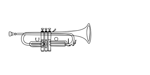 Brass trumpet continuous one line drawing musical instrument vector © JCS Graphic Design 
