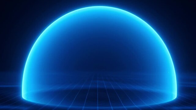 Abstract glowing blue dome digital visualization with futuristic energy