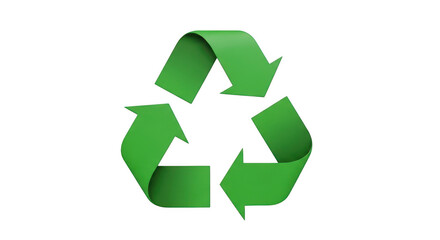 Obraz premium A green recycling symbol with three arrows forming a triangular shape. isolated on transparent background