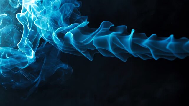 Cinematic Abstract Blue Smoke Flowing Against Black Background
