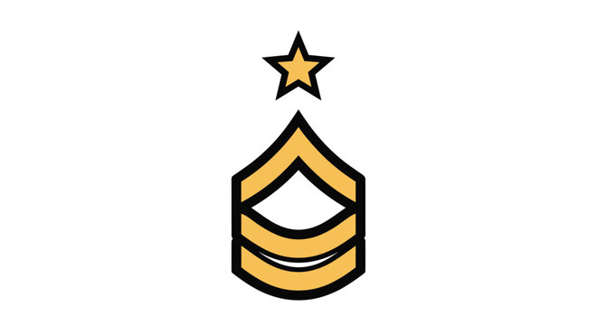 Military rank insignia featuring three golden chevrons and a single star at the top symbolizing authority and command.