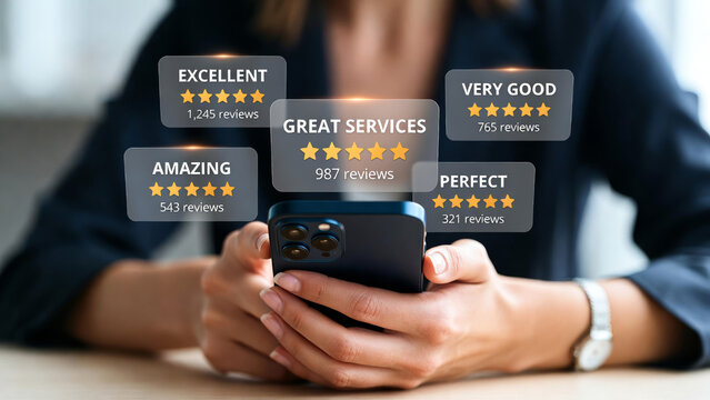 Concept customer satisfaction evaluation and online use feedback. Customers rate the service experience and provide feedback to improve the quality and credibility