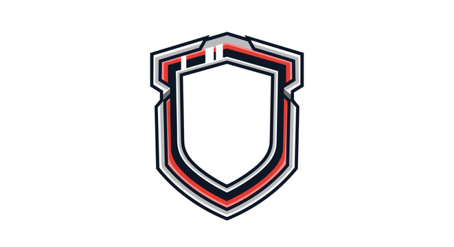 Professional blank shield emblem frame with red and black borders designed for custom logo or team name placement.