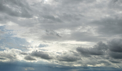 Fototapeta premium Storm clouds with the rain. Nature Environment Dark huge cloud sky black stormy cloud