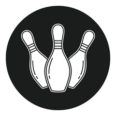 Fototapeta premium Bowling pins icon in a circle white on dark background icon