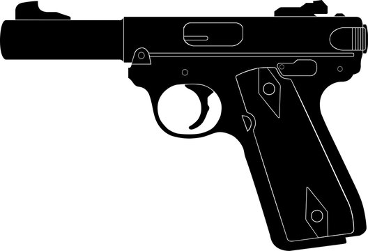 Black Silhouette Vector of a Ruger Mark IV