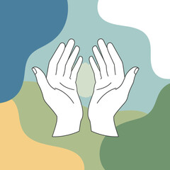 Fototapeta premium Hands gesturing in modern abstract art style with vibrant colors