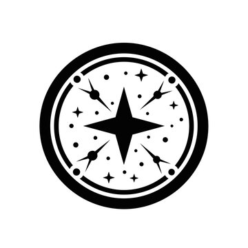 Black star compass navigation symbol icon.