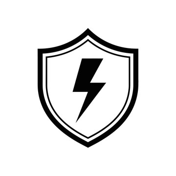 Shield with lightning bolt logo symbol.