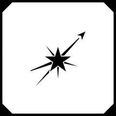 Fototapeta premium Black starburst with arrow graphic symbol.