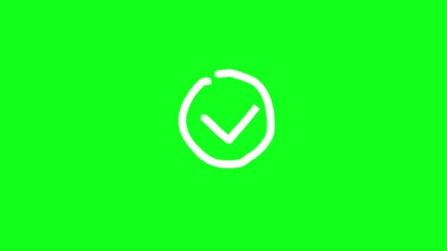 Hand Drawn Checkmark Chalk Style Animation Green Screen background 
