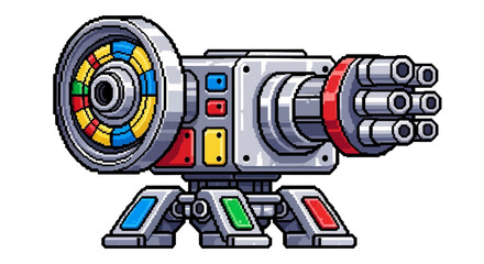 Retro Sci-Fi Turret Weapon System Illustration. © waifu