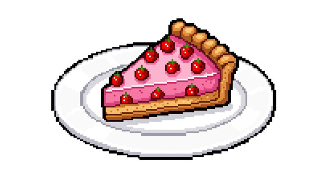 Pixel Art Slice of Cherry Pie Dessert.