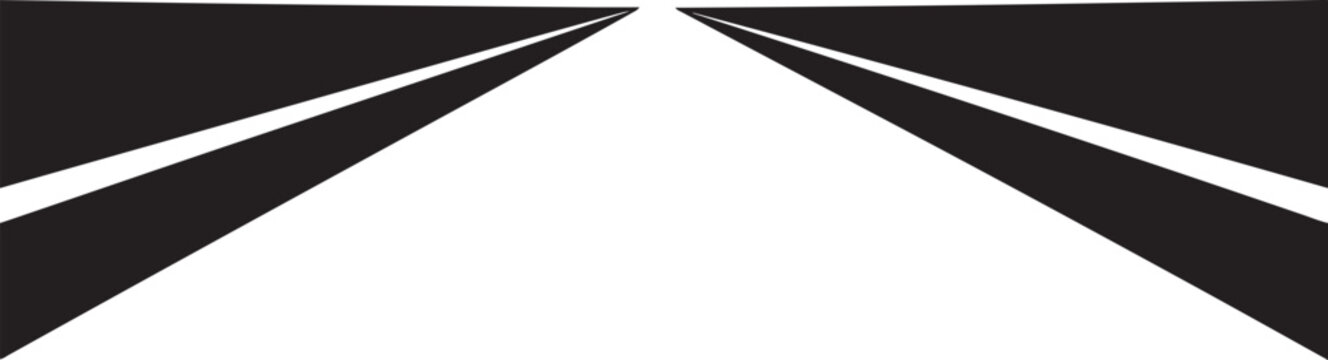 Black and white road stretching into the distance perspective