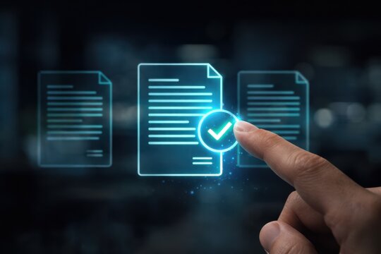 AI document verification system with digital approval workflow and compliance validation interface