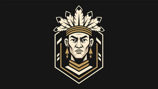 Native american warrior portrait emblem