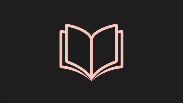 Open book icon on black background