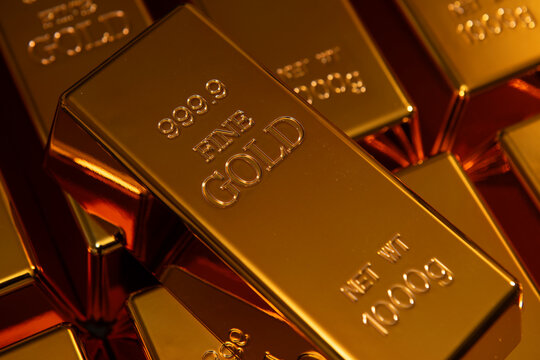 Gold for investment and trading. Gold bar in investment. Gold reserve bullion bars. Luxury gold bullion.