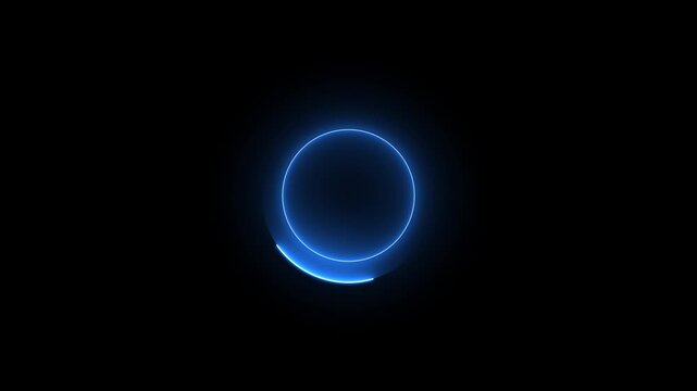 55 second countdown timer animation with neon number text glowing from 1 to 55 with interesting circle animation. Circle countdown timer 55 sec animation on black background 4k video.