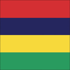 Obraz premium Official National Flag of Mauritius Horizontal Stripes Red Blue Yellow Green Isolated Vector Illustration Design
