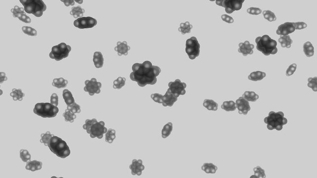 Brownian Motion of Benzene Molecules in a Gas Mixture with white background