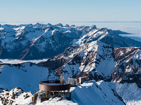 The mountain landscape at M&uuml;rren in winter, Switzerland.