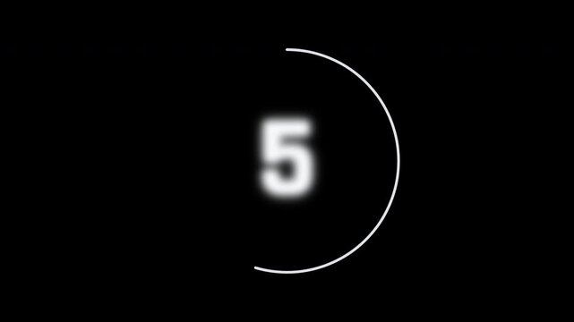 Simple countdown white number animation template. Countdown timer for 10 to 0 seconds for video overlay with black screen background. Simply and modern style