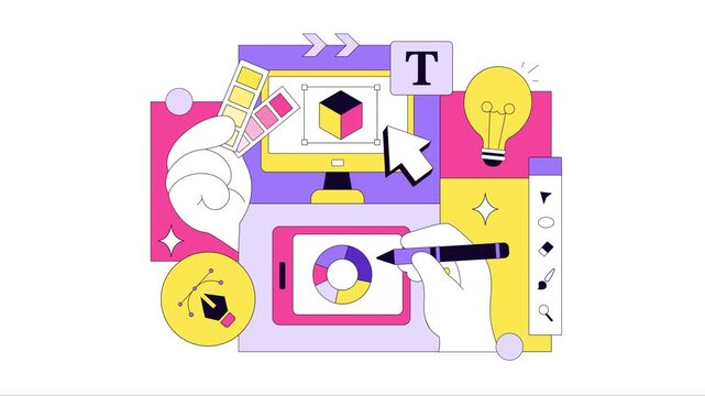 Animation of Graphic Designer Vector Illustration