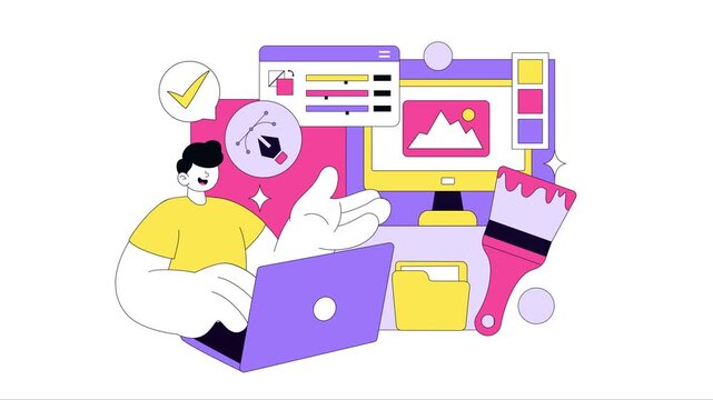 Animation of Graphic Designer Vector Illustration