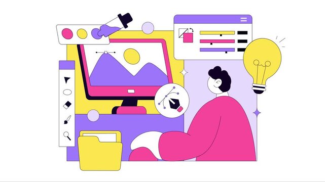 Animation of Graphic Designer Vector Illustration