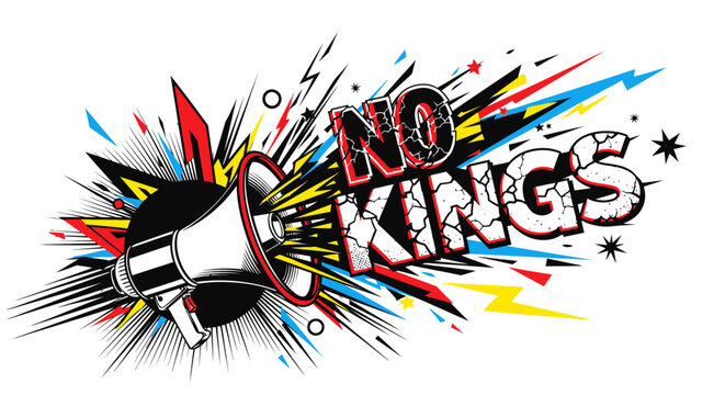 Megaphone with No Kings Slogan.