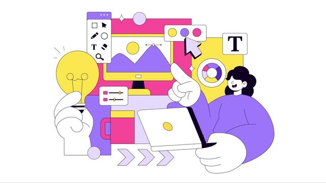 Animation of Graphic Designer Vector Illustration